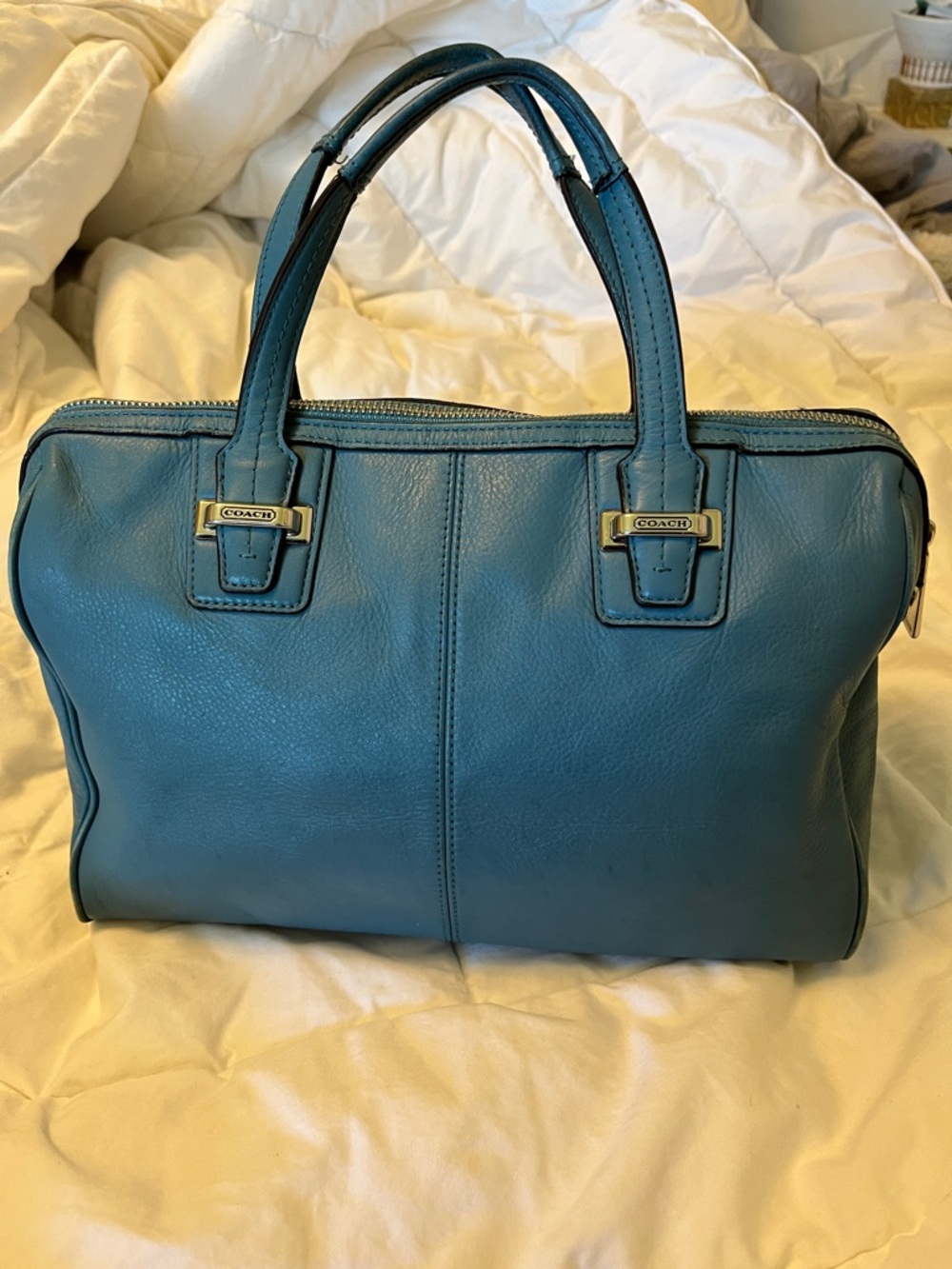 Coach Teal Blue Leather Satchel